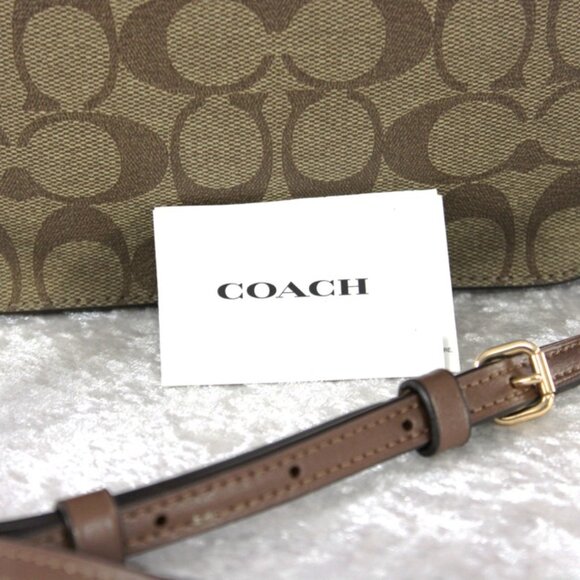Coach Signature Camera Bag Crossbody Khaki Saddle 2 NWT - Picture 10 of 12